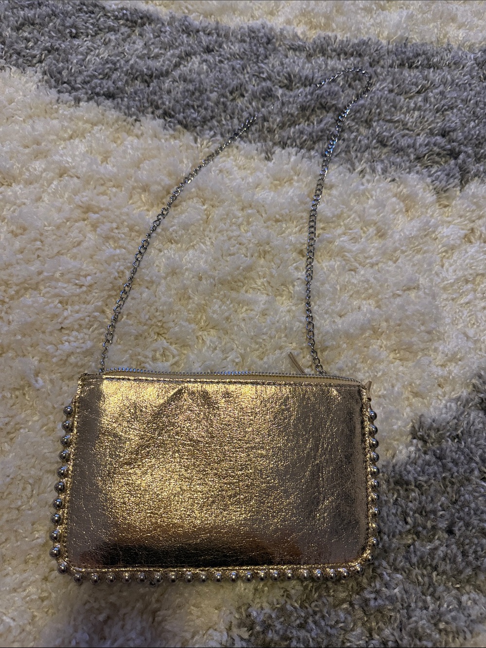 Zara Metallic Gold Chain Crossbody Clutch